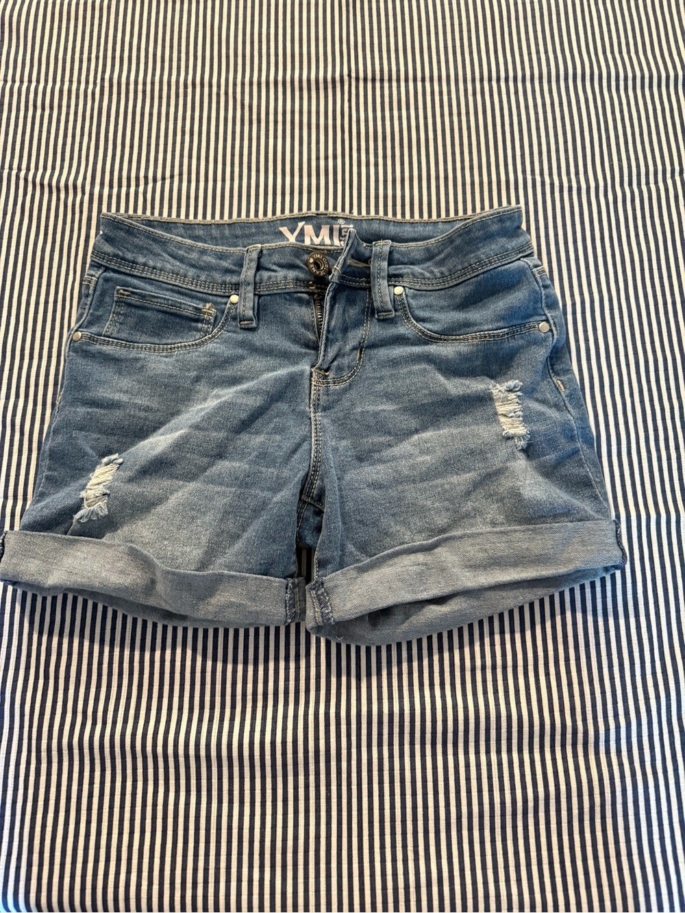 YMI Light Blue Rolled Cuff Denim Shorts